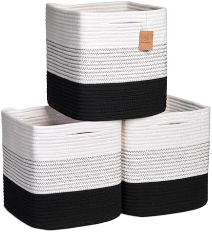 NaturalCozy Storage Cubes 11 Inch Cotton Rope Woven Baskets by NaturalCozy