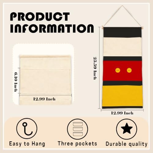 3-Pocket Hanging Wall Organizer, Cute Button Storage - Image 3