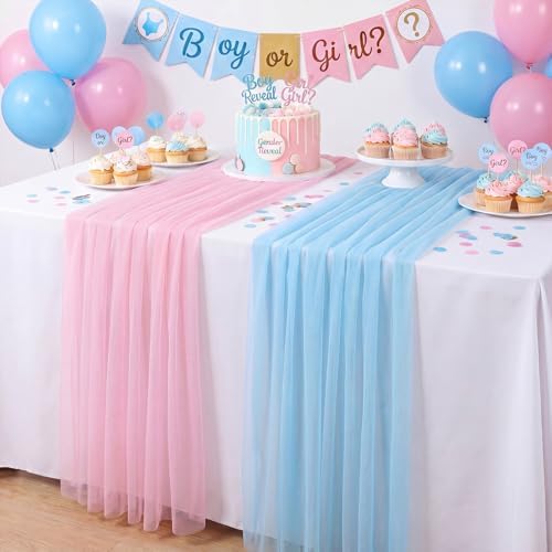4 Pcs Pastel Colorful Tulle Table Runner Spring Summer Party - Image 4