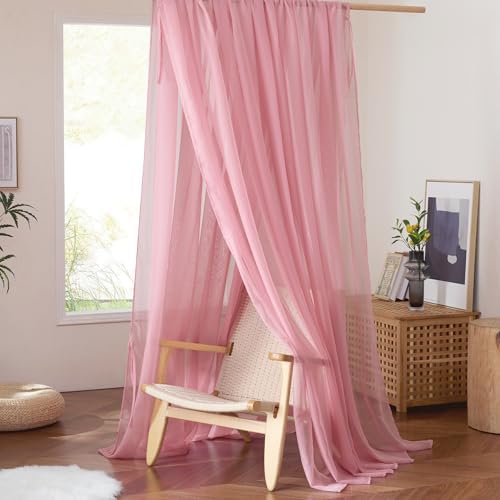 NICETOWN Pink Bed Canopy for Nursery, 1 Panel - Image 7