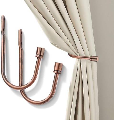 Brass Curtain Holdbacks 2pcs, Wall Mounted Drapery Tiebacks by SIXZOONM