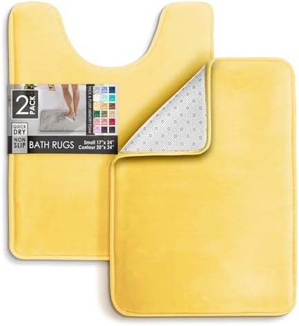 Clara Clark 2 Piece Bathroom Rugs, Velvet Memory Foam Bath Mat Set, Non-Slip - Image 3