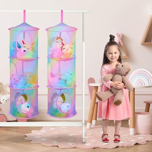 Basumee Hanging Stuffed Animals Storage, 2 Pack Mesh Plush Storage - Image 2