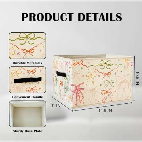 Preppy Bow Aesthetic Storage Basket Bin - Image 4