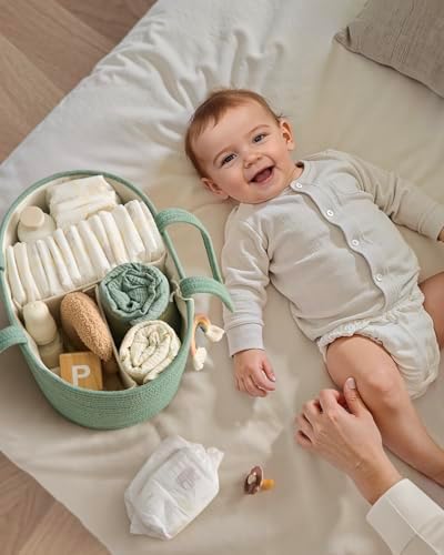 Blissful Diary Diaper Caddy Organizer, Woven Cotton Rope - Image 4