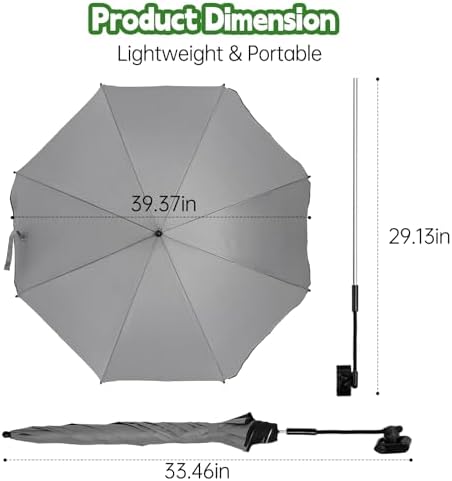 UPF 50+ Wagon Umbrella with Universal Clamp, Adjustable Lounge Wagon Umbrella - Image 6
