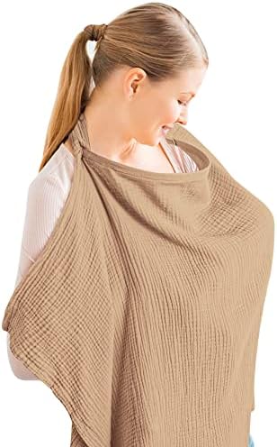 Konssy Muslin Nursing Cover for Baby Breastfeeding, Breathable 100% Cotton by Konssy