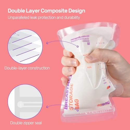 Nuliie 300 Pcs Breastmilk Storage Bags Freezer, 8 OZ Breast Milk Storing Bags - Image 3