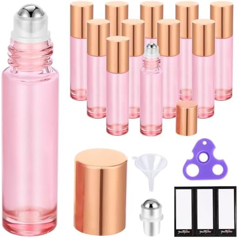 PrettyCare 12 Pack, 10 ml Essential Oil Roller Bottles by PrettyCare