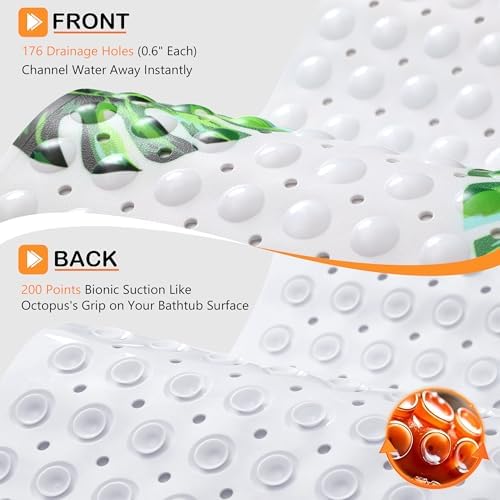 Yimobra Non Slip Bath Mat for Tub 40x16, Extra Long Bath Tub Mat - Image 3