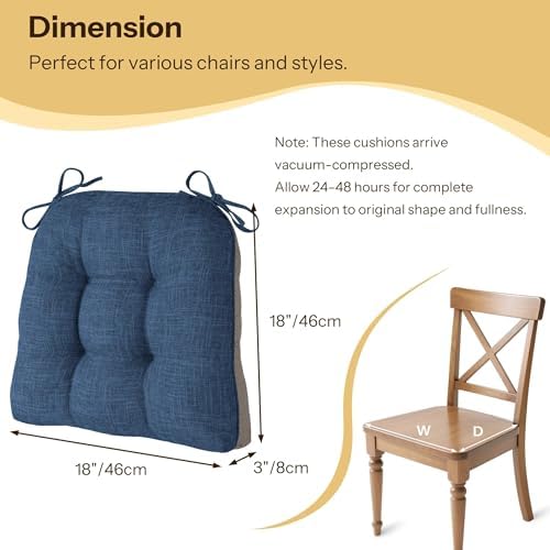 Chair Cushions for Dining Chairs Set of 4, Royal Blue - Image 3