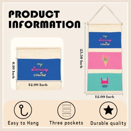 3-Pocket Hanging Wall Organizer, Birthday Cruise Design - Image 3