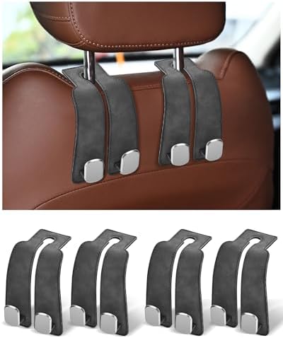Headrest Hooks for Car, 4 Pack Car Seat Back Organizer Storage Hook, Double by LQLAN
