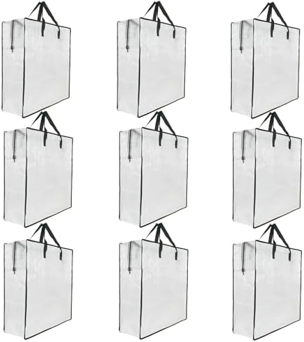 9 Pack Clear Storage Bags with Zipper and Handles, Blanket Bags by GONGKANGYUAN