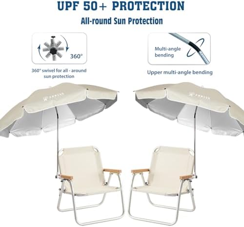AMMSUN Chair Umbrella with Universal Clamp Adjustable 47 inches and 360° Swivel - Image 3