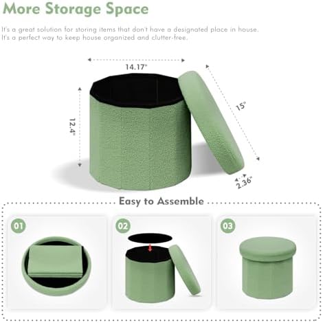 B FSOBEIIALEO Storage Ottoman Cube, Round Ottoman - Image 3