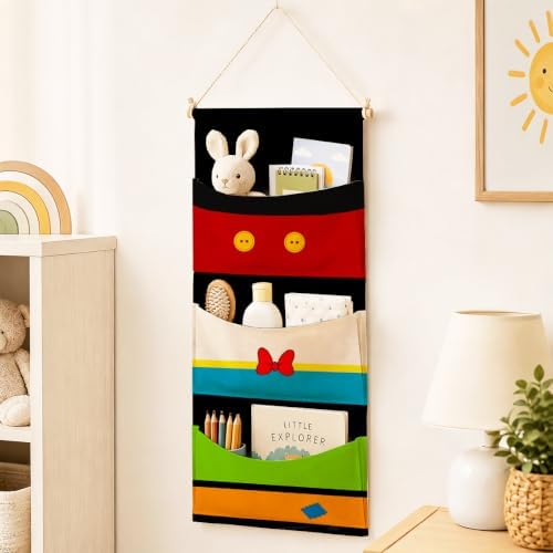 3-Pocket Hanging Wall Organizer, Colorful Block Over Door Storage Pockets - Image 2