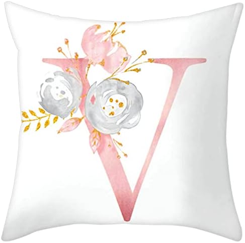 Throw Pillow Covers Alphabet Decorative Pillow Cases ABC Letter Flowers Cushion by Eanpet