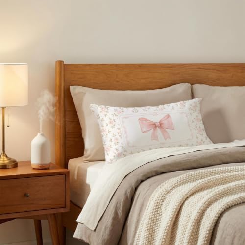 Coquette Pink Bow Floral French Country Pillow Covers 12x20, Floral Grand - Image 3