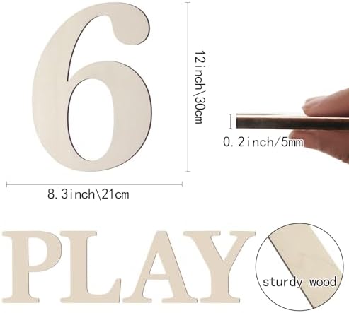 12 Inch Large Wooden Numbers 6 Unfinished Wood Number - Image 2