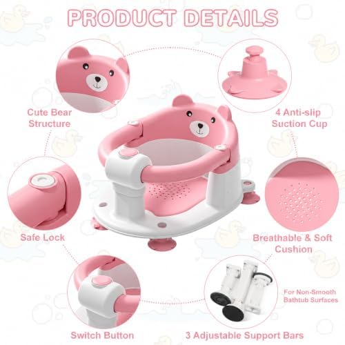 Baby Bath Seat for Babies 6 Months & up, Non-Slip Toddler Bath Seats for Babies - Image 3