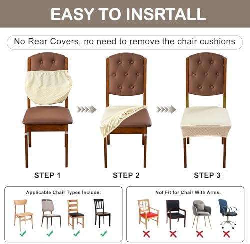 Genina Waterproof Chair Covers Set of 6, No Rear Covers - Image 6