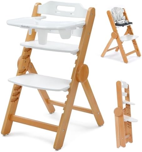 Ezebaby Foldable Wooden High Chair, No-Tools Adjustable Baby High Chair by EzebabyOfficialPage