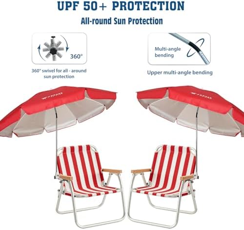 AMMSUN Chair Umbrella with Universal Clamp Adjustable 47 inches and 360° Swivel - Image 3