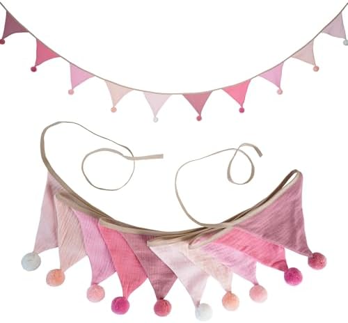 Fabric Bunting Banner, 2 Pack Handmade Neutral String Banner by JIALITFUN