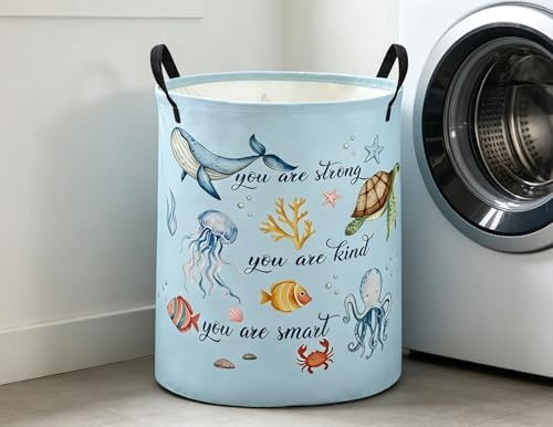 ESSME Kids Laundry Basket, Ocean Hamper Collapsible Canvas Waterproof Storage - Image 5