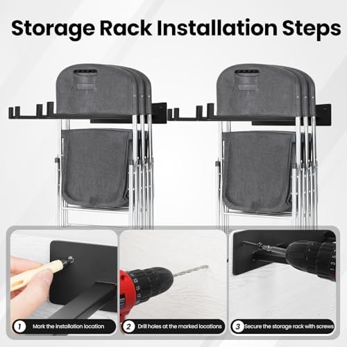 2 Pack Folding Chair Storage Rack - Image 4