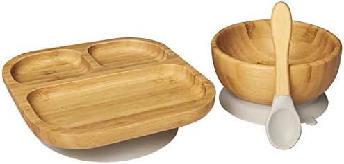Baby Toddler Stay Put Dish, Kids Suction Plate & Bowl & Spoon, Bamboo Cute by Unknown