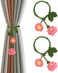 2 Pack Boho Handmade Flower Curtain Tiebacks & Holdbacks, Carnations by OCIOLI