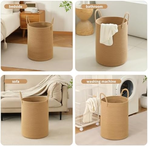 Laundry Basket Hamper Tall Rope Storage Woven - Image 5