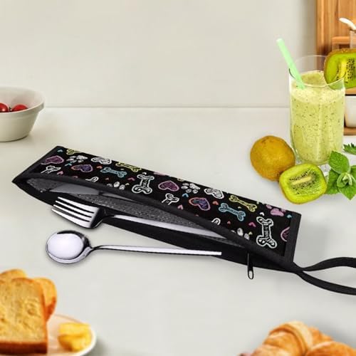Graffiti Paws Reusable Travel Tableware Carrying Bag Storage Case Cutlery - Image 4