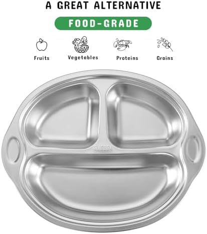 Stainless Steel Baby Suction Plate, Divided Toddler Plate - Image 2