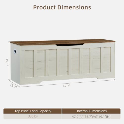 VANKILEY 47.2" Storage Chest Extra Large, Storage Bench. - Image 3