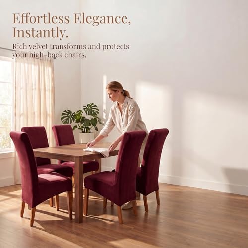 Deisy Dee Velvet Dining Chair Covers Set of 2, Extra Large XL Oversized Stretch - Image 2