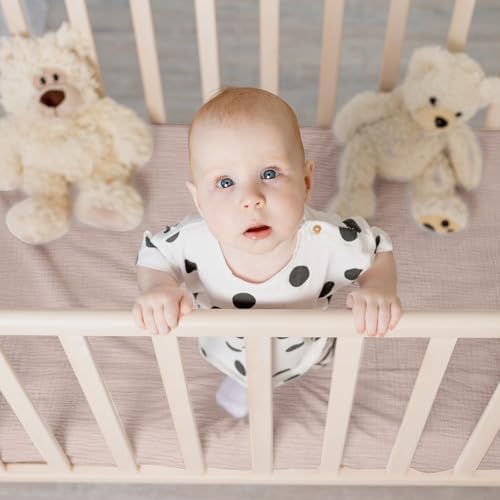 Muslin Pack N Play Sheets Fitted 2 Pack, Mini Crib Mattress Sheets Stretchy - Image 4