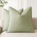 Foindtower Linen Solid Decorative Throw Pillow Cover 22x22 Inch Light Green by Foindtower