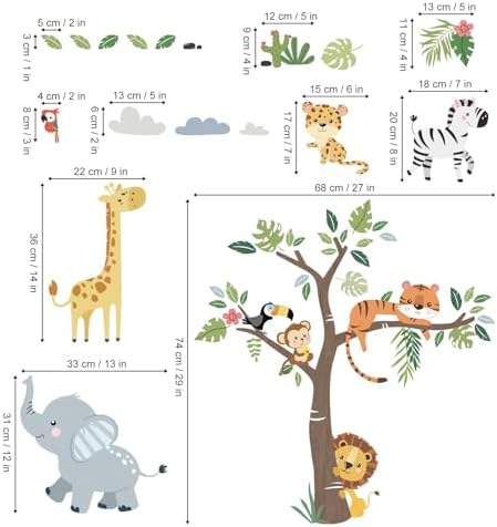 decalmile Jungle Animals Tree Elephant Wall Decals Stickers Nursery Decor - Image 4