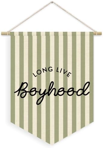 Boys Room Decor, Long Live Boyhood Boy Nursery Linen Canvas Banner by Unknown