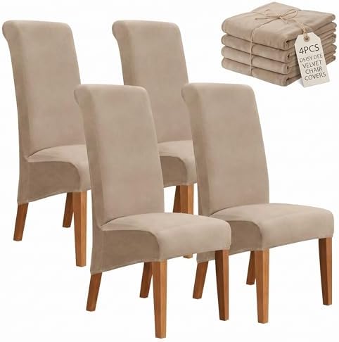 Deisy Dee Stretch XL/Oversized Extra Large Velvet Dining Room Chair Covers by DeisyDee