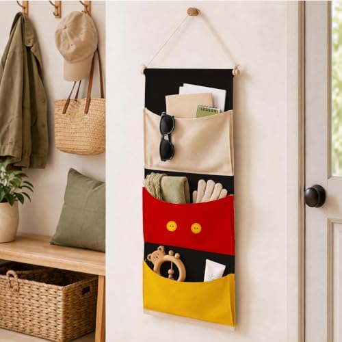 3-Pocket Hanging Wall Organizer, Cute Button Storage - Image 5