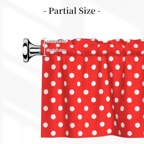 Red Polka Dot Pattern Kitchen Window Valance 54x18 Inch - Image 3