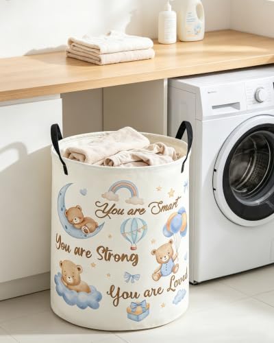 ESSME Kids Laundry Basket, Bear Hamper Collapsible Canvas Waterproof Storage Bin - Image 3