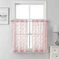 Lecloud Leia Blush Pink Sheer Curtains 36 Inch Length 2 Panels, Jacquard Leaf by Lecloud