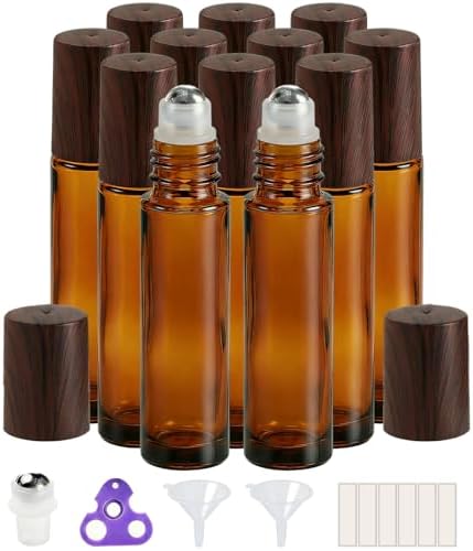 PrettyCare 12 Pack, 10 ml Essential Oil Roller Bottles by PrettyCare