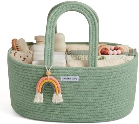 Blissful Diary Diaper Caddy Organizer, Woven Cotton Rope by BlissfulDiary