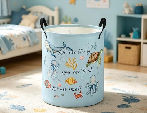 ESSME Kids Laundry Basket, Ocean Hamper Collapsible Canvas Waterproof Storage - Image 4